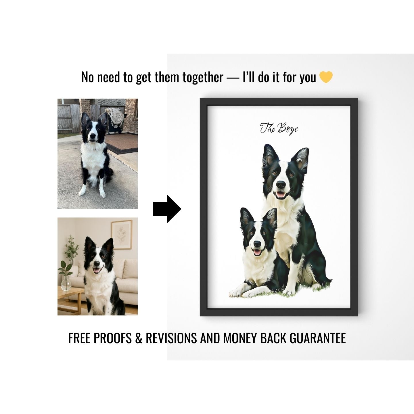 Watercolor & Illustrated Pet Portrait from Photo