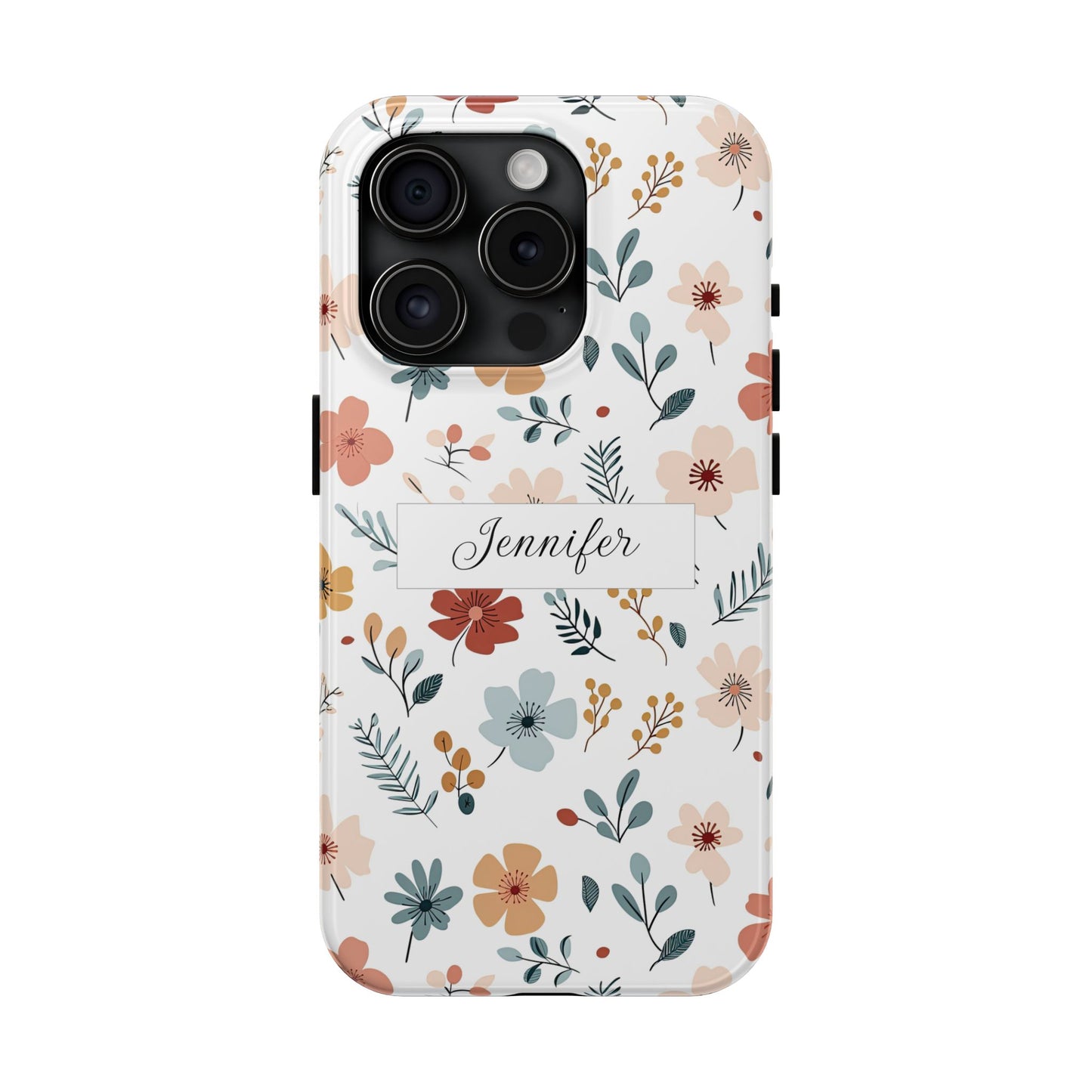 Personalized name phone case with wildflowers