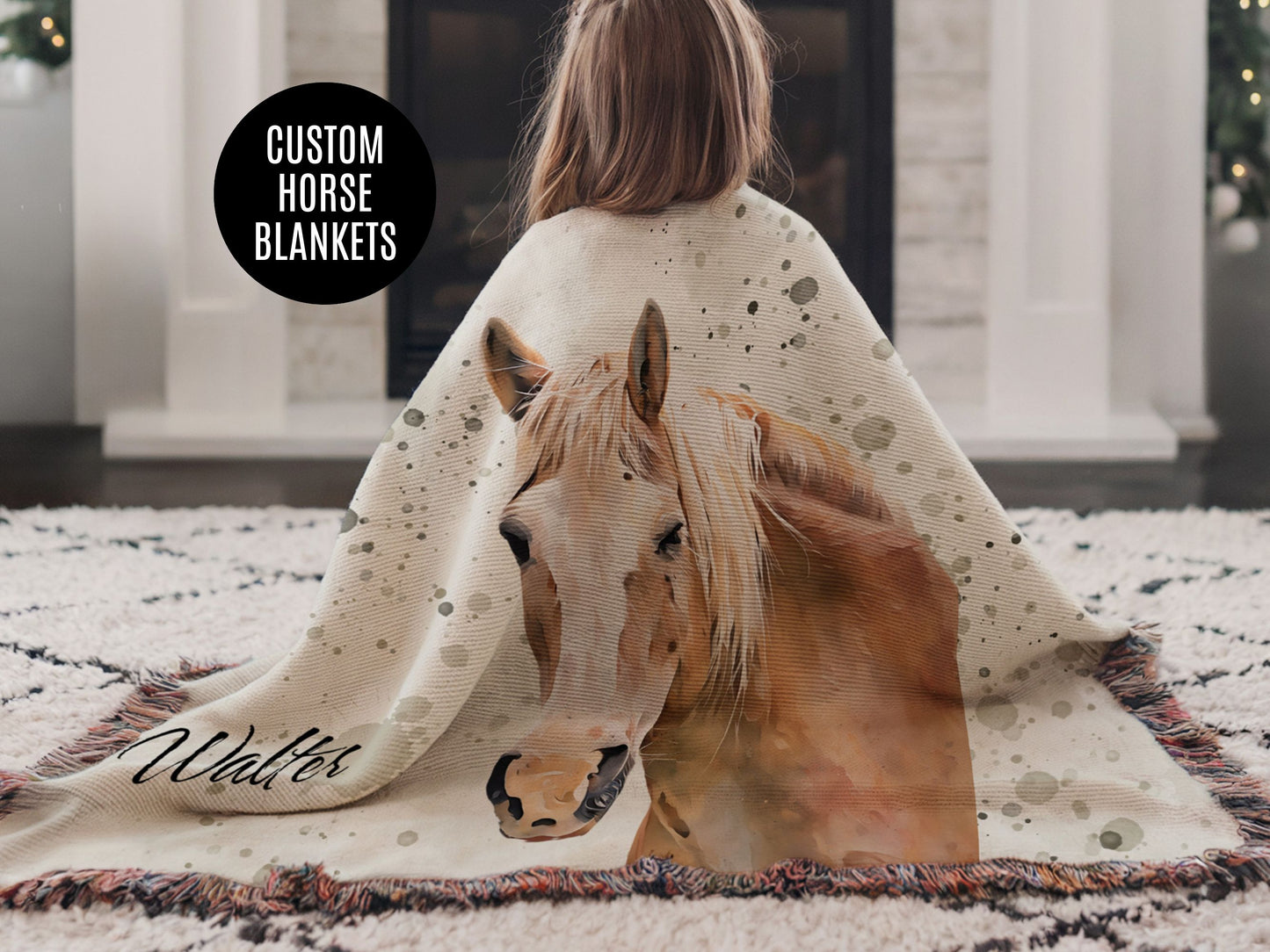 Custom Horse Woven Blanket from Photo