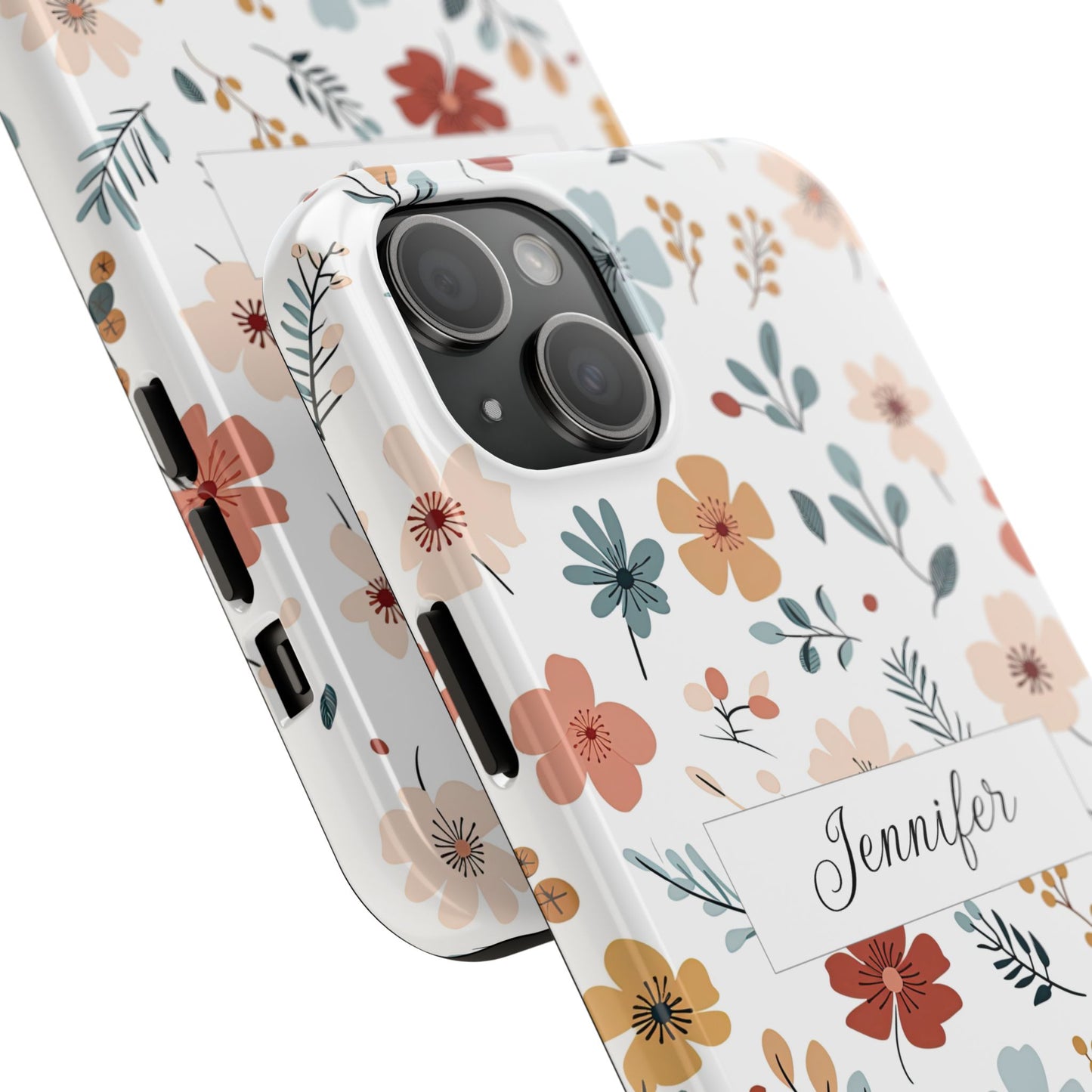 Personalized name phone case with wildflowers