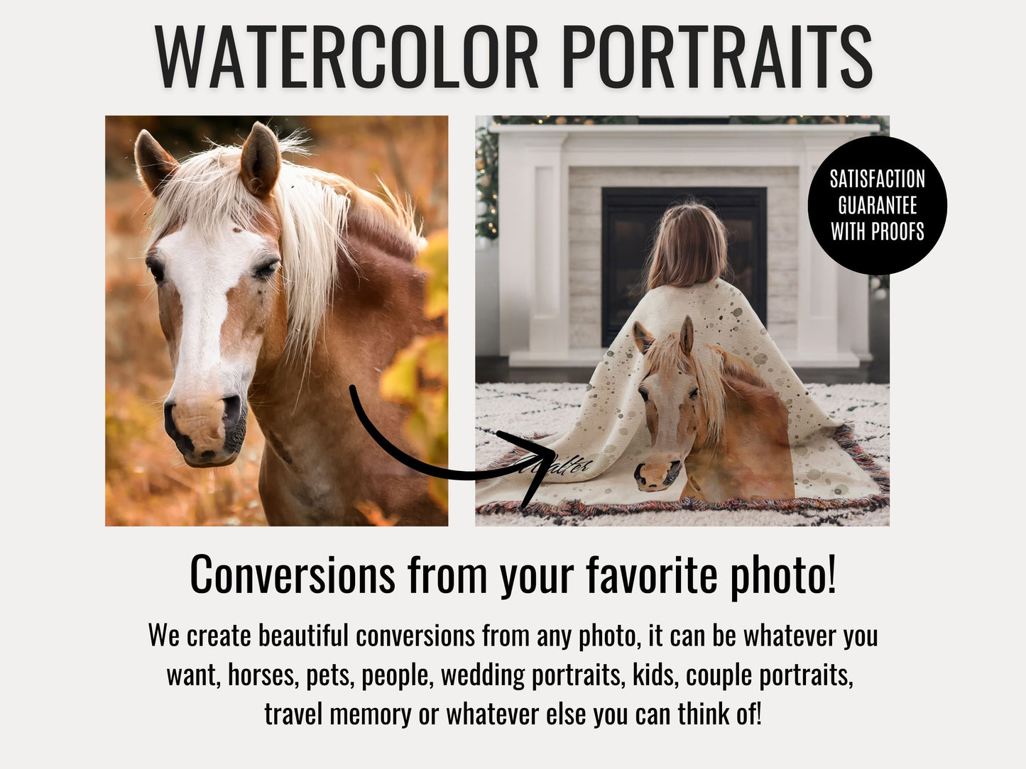 Custom Horse Woven Blanket from Photo