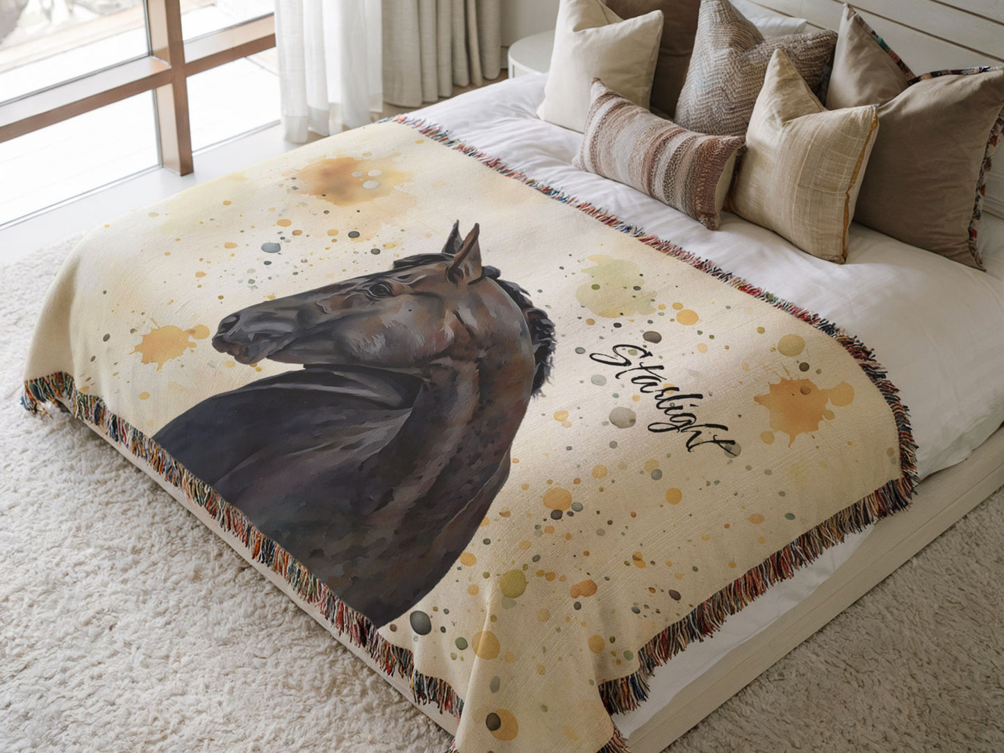 Custom Horse Woven Blanket from Photo