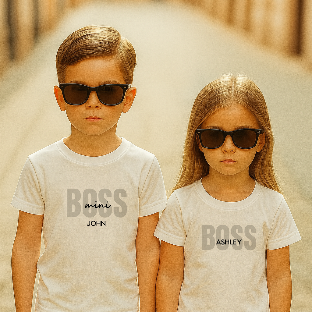 Mini Boss Kids T-shirt with Personalized Names
