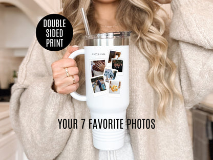 Tumbler with photos, 40oz - Perfect Gift for Coffee Lovers, Brunch, Beach and Workout.