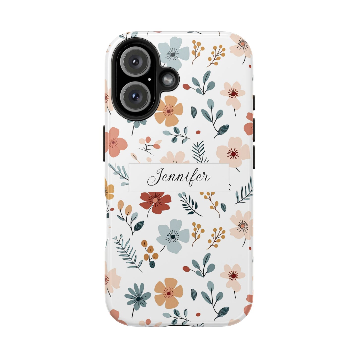 Personalized name phone case with wildflowers
