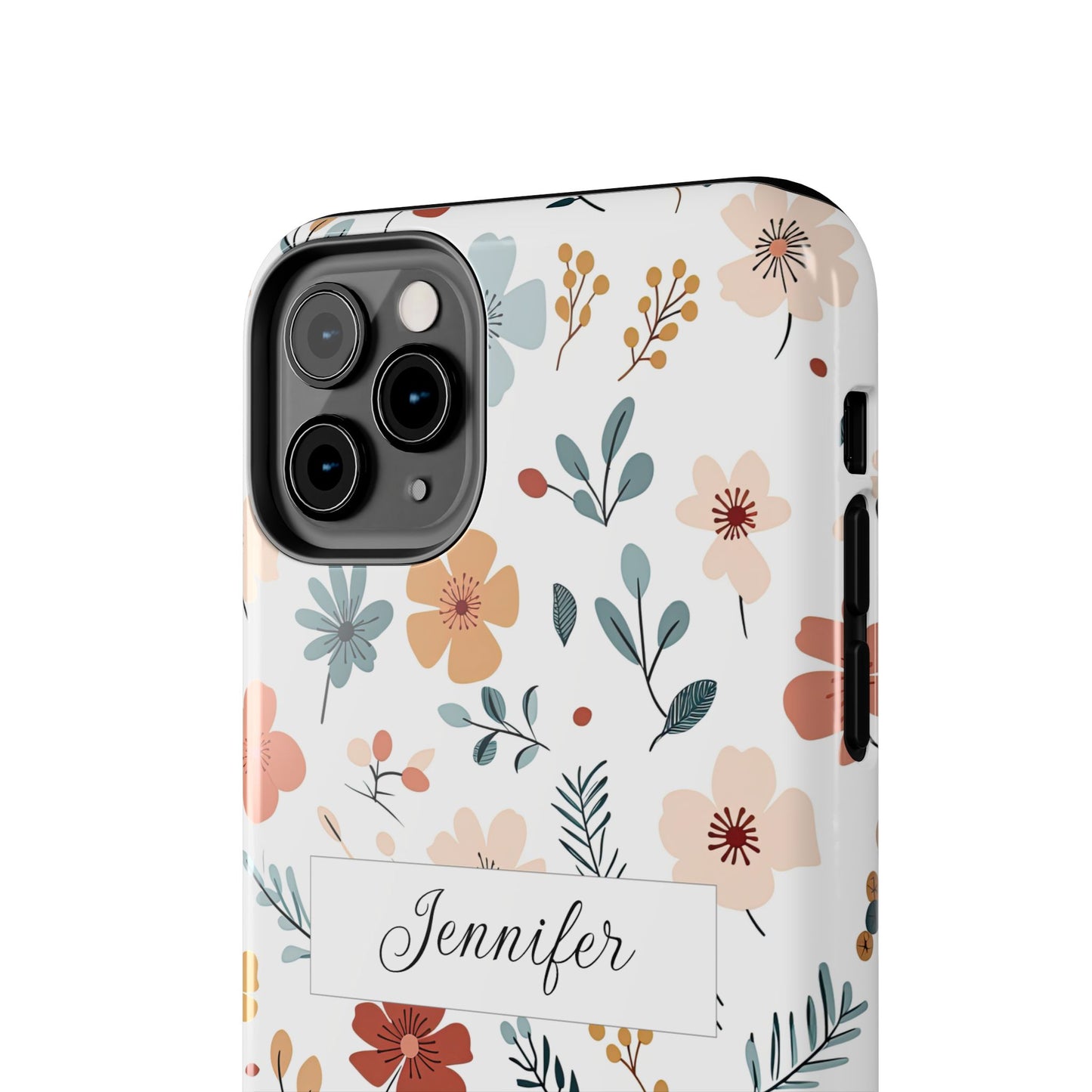Personalized name phone case with wildflowers
