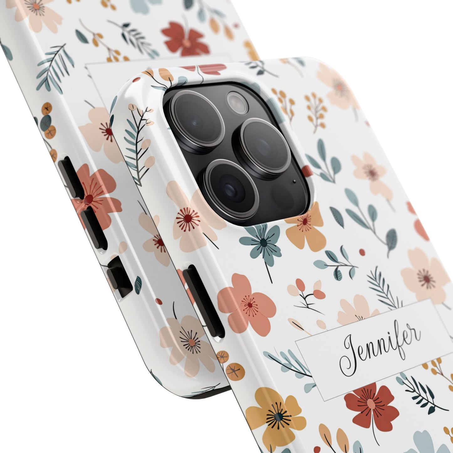 Personalized name phone case with wildflowers