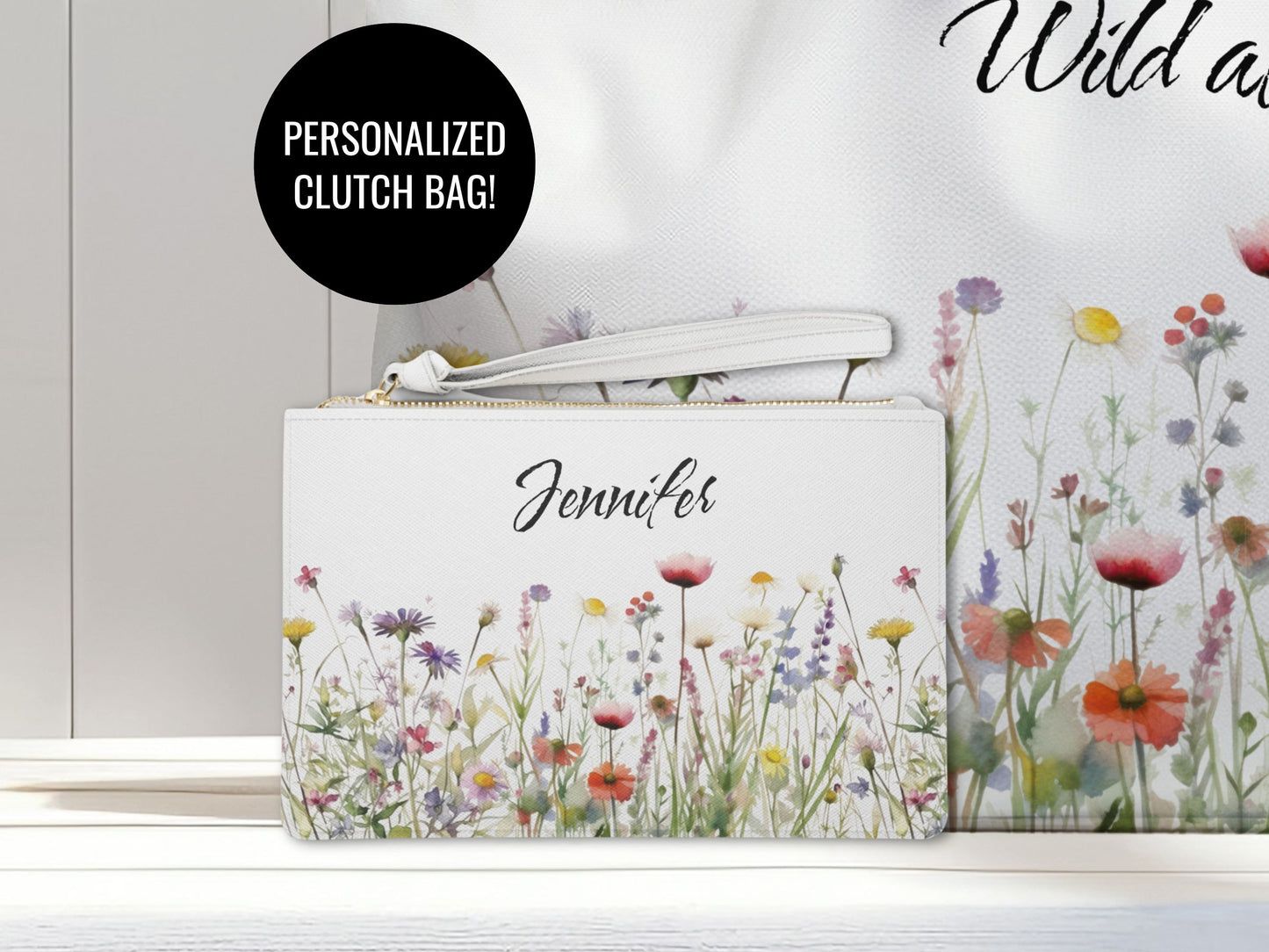 Wildflower Personalized Clutch Bag