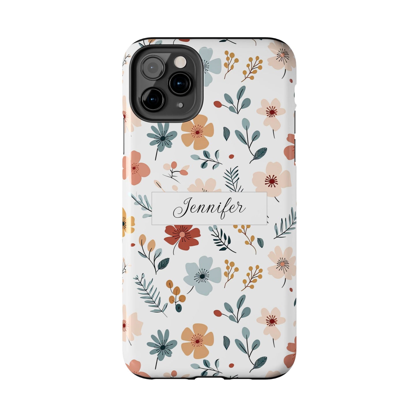 Personalized name phone case with wildflowers