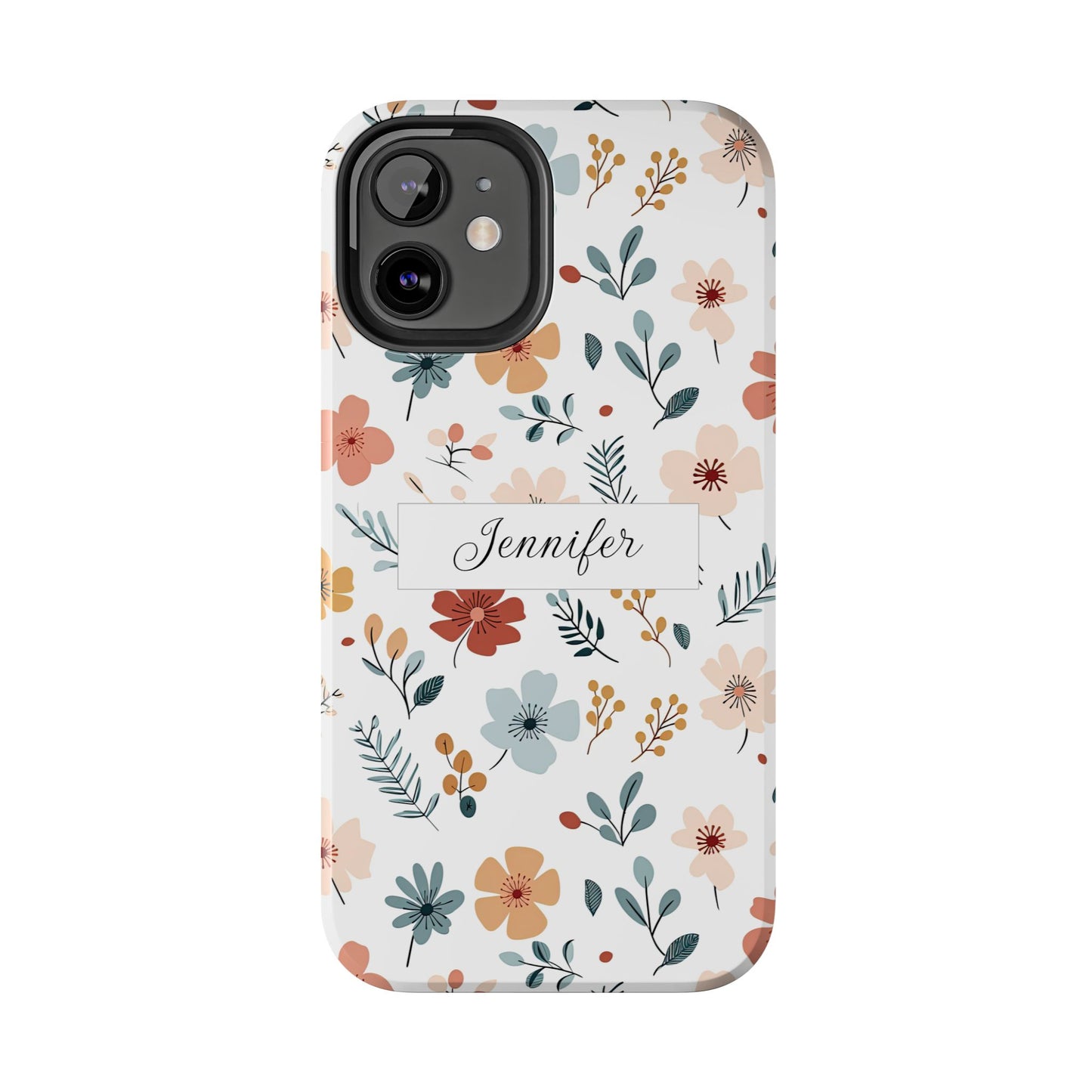 Personalized name phone case with wildflowers