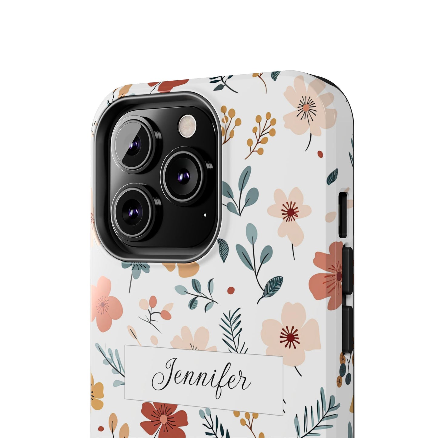 Personalized name phone case with wildflowers