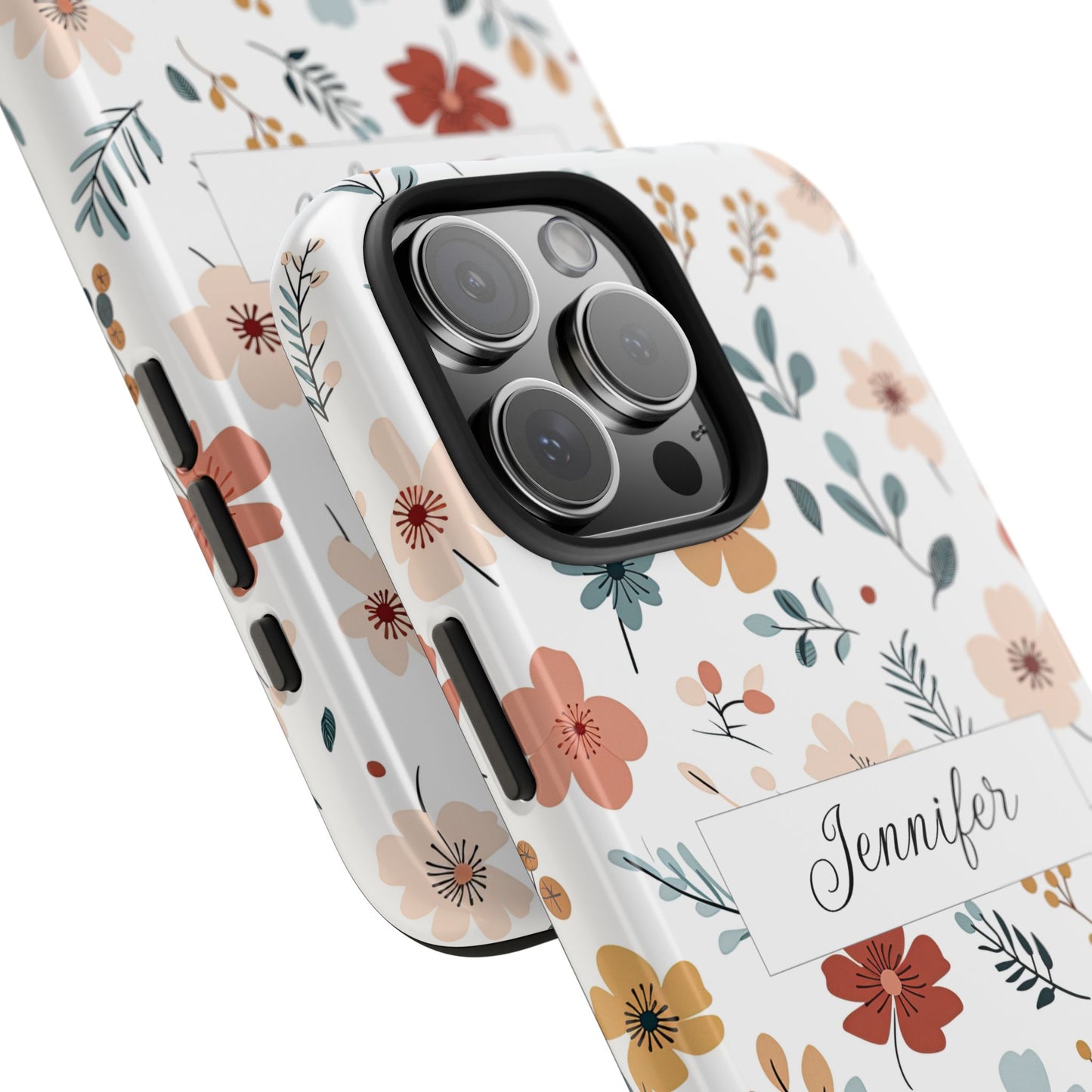 Personalized name phone case with wildflowers