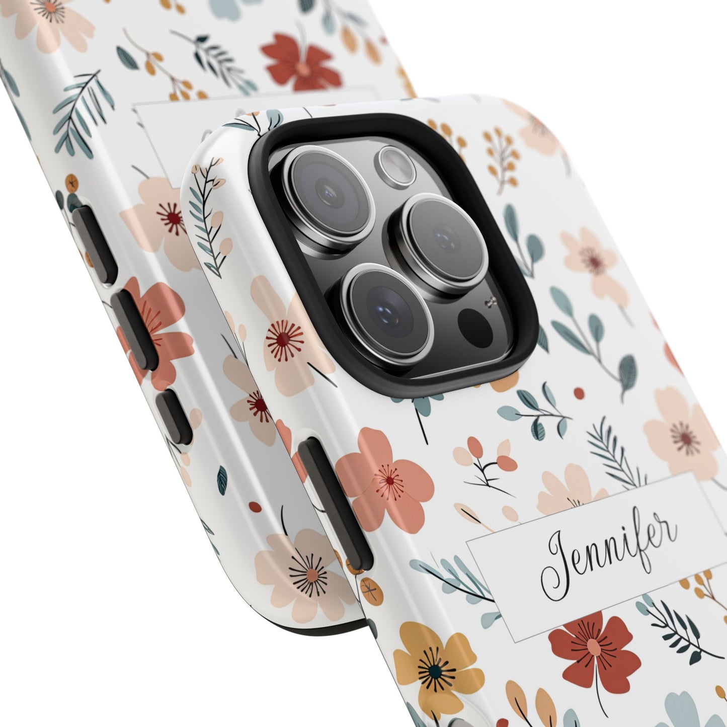 Personalized name phone case with wildflowers
