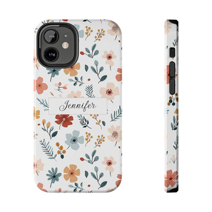 Personalized name phone case with wildflowers
