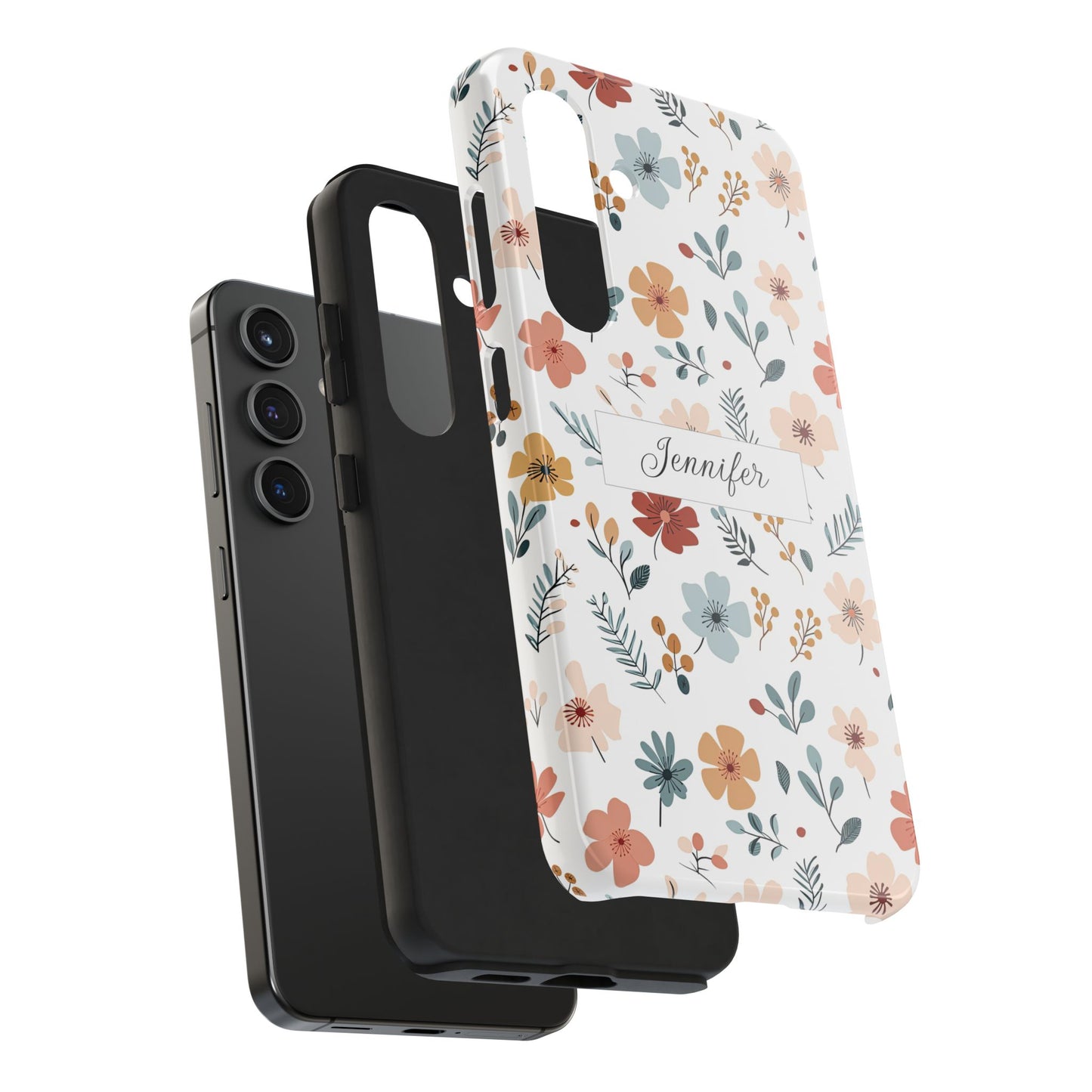 Personalized name phone case with wildflowers