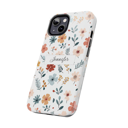 Personalized name phone case with wildflowers