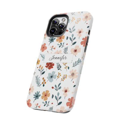 Personalized name phone case with wildflowers
