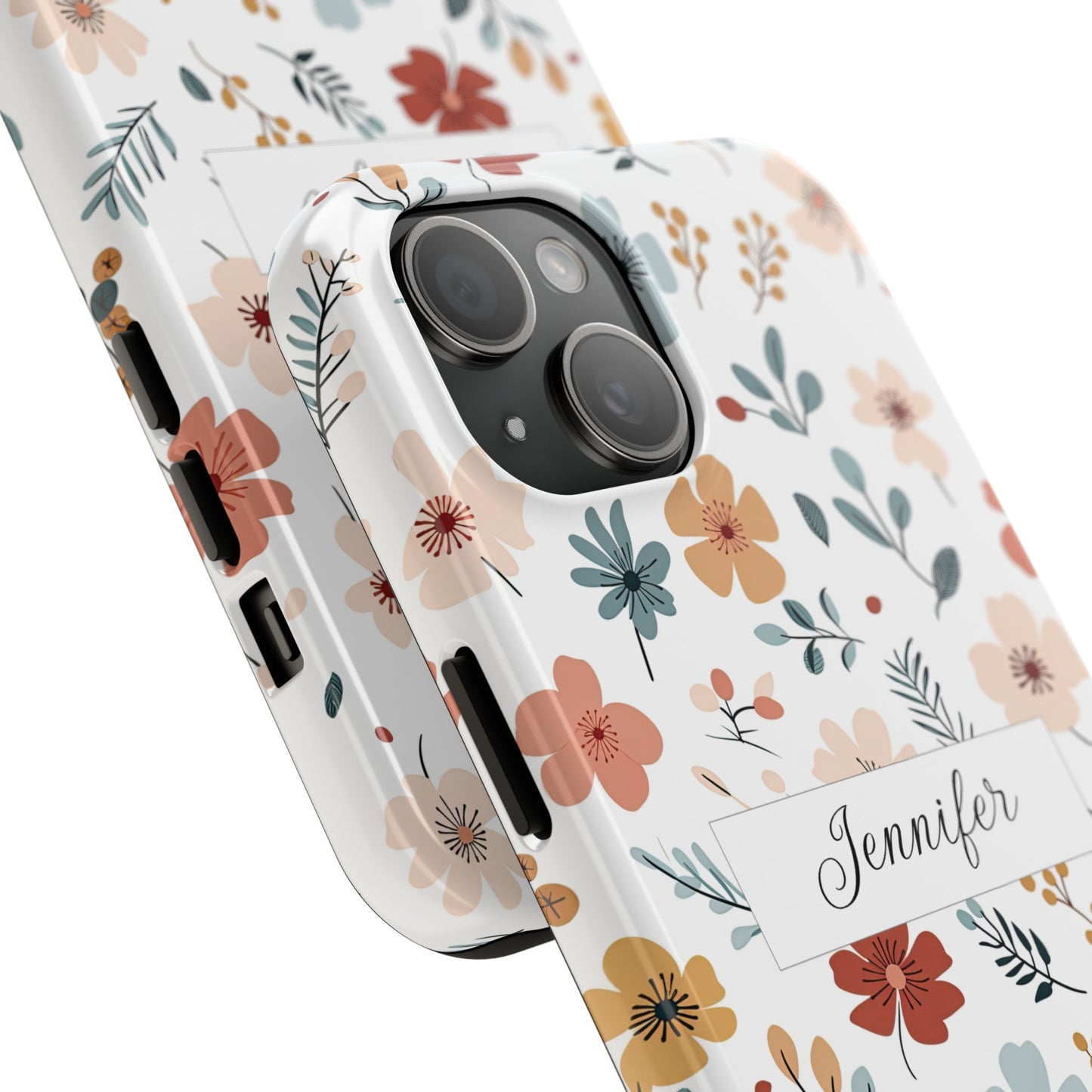 Personalized name phone case with wildflowers