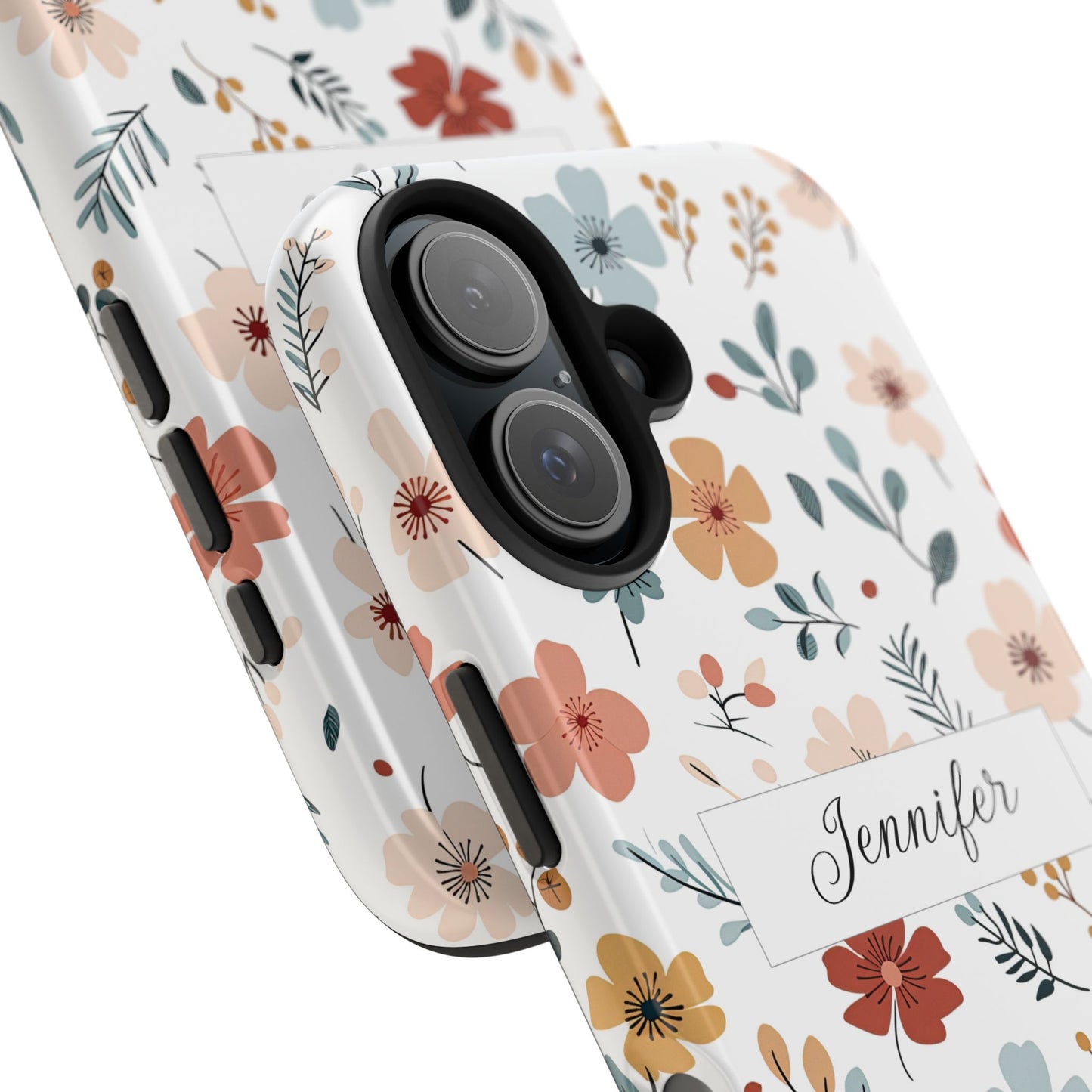 Personalized name phone case with wildflowers