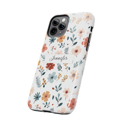 Personalized name phone case with wildflowers