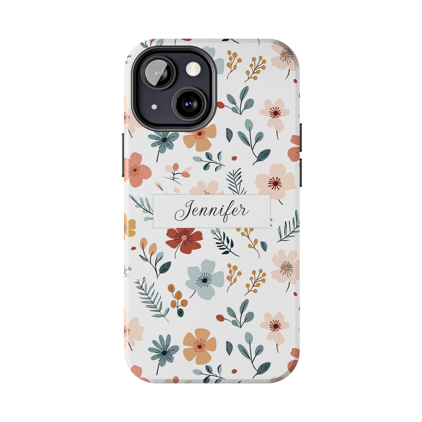 Personalized name phone case with wildflowers
