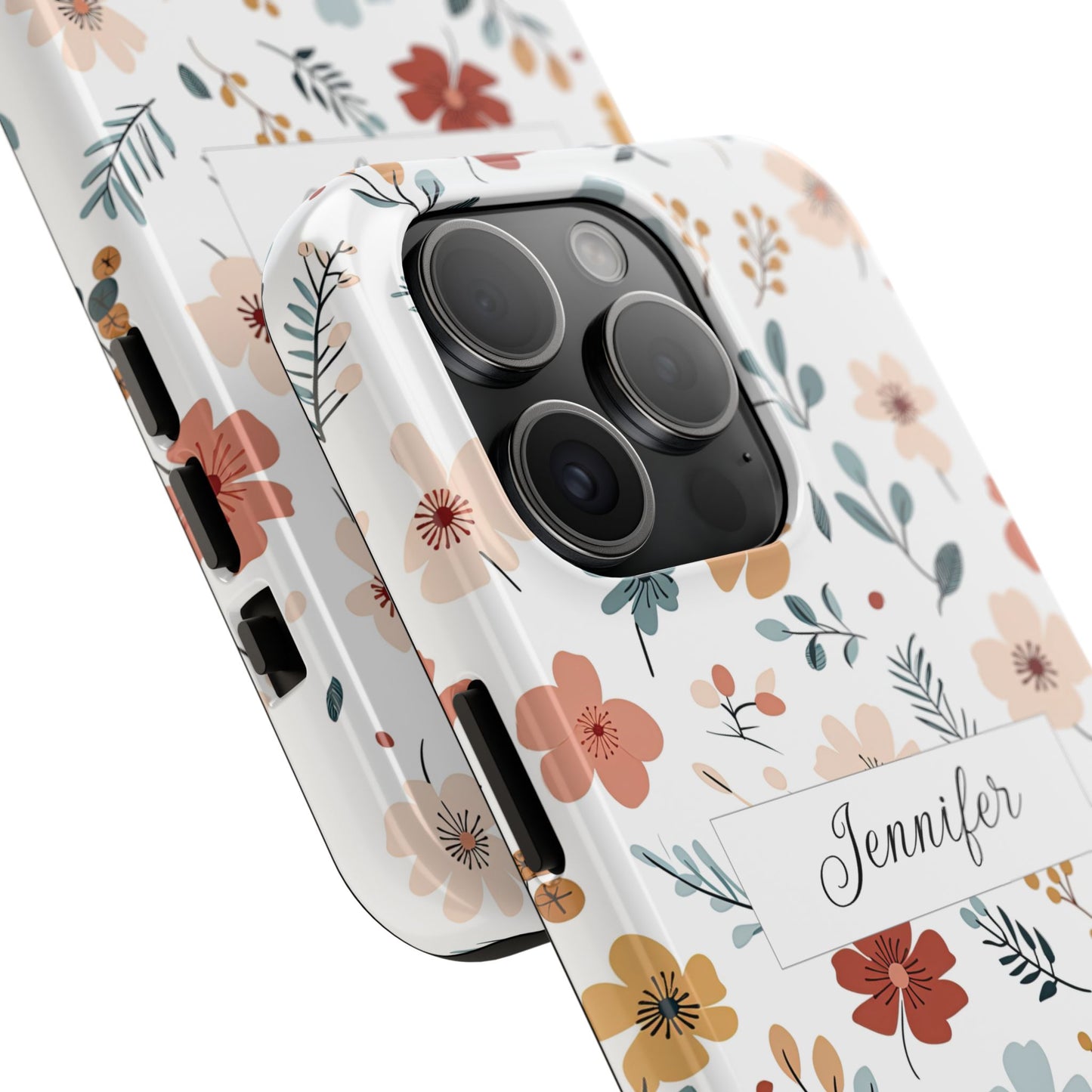 Personalized name phone case with wildflowers