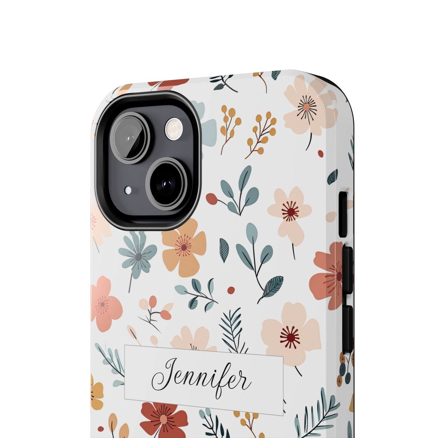 Personalized name phone case with wildflowers