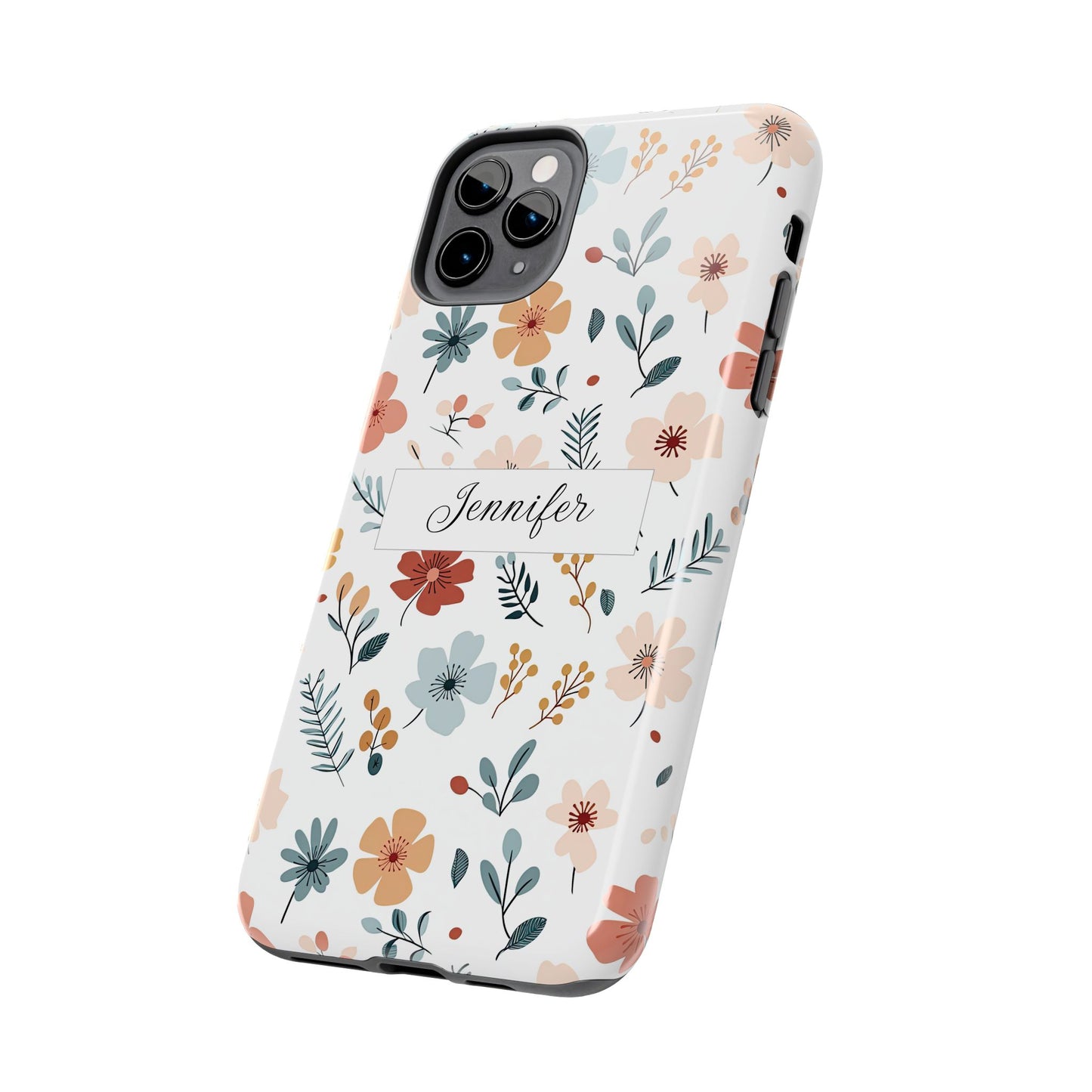 Personalized name phone case with wildflowers
