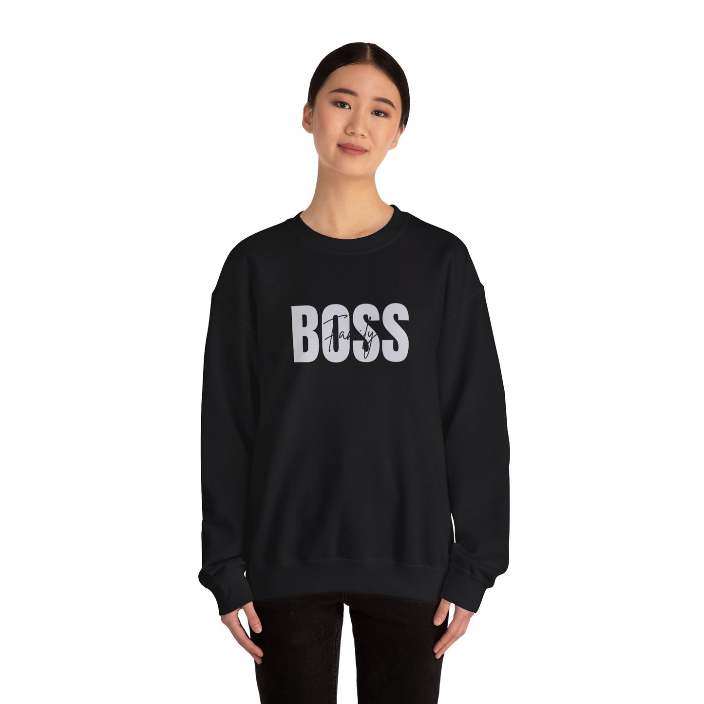 Family Boss Sweatshirt for Mom with Kids Names on the sleeve