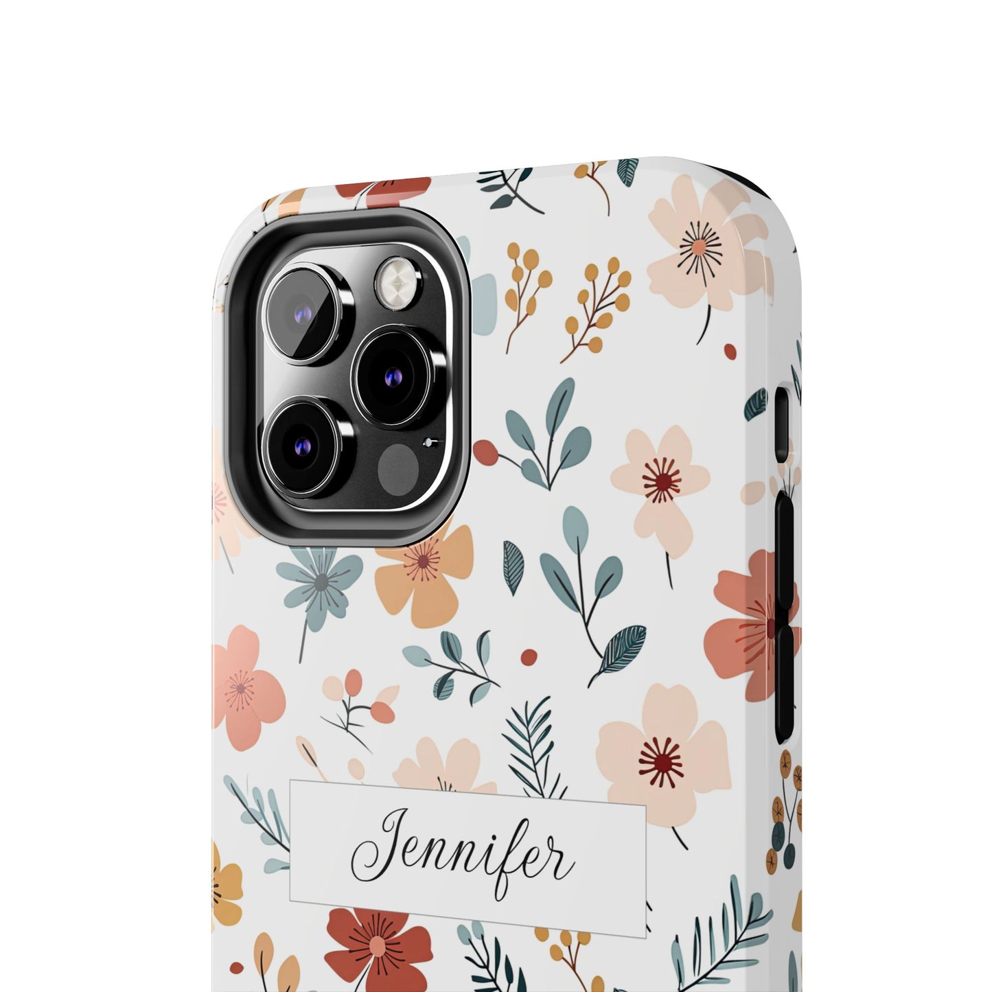 Personalized name phone case with wildflowers