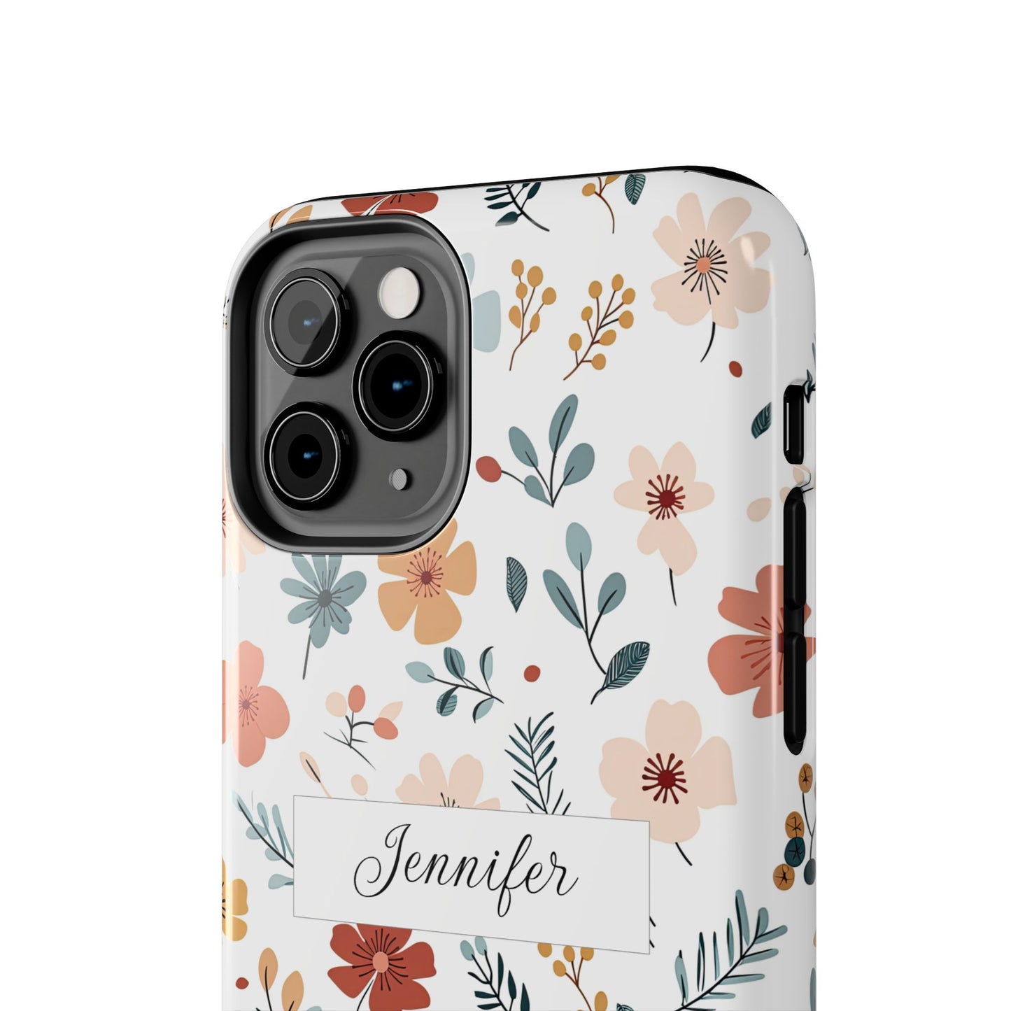 Personalized name phone case with wildflowers