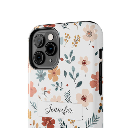 Personalized name phone case with wildflowers