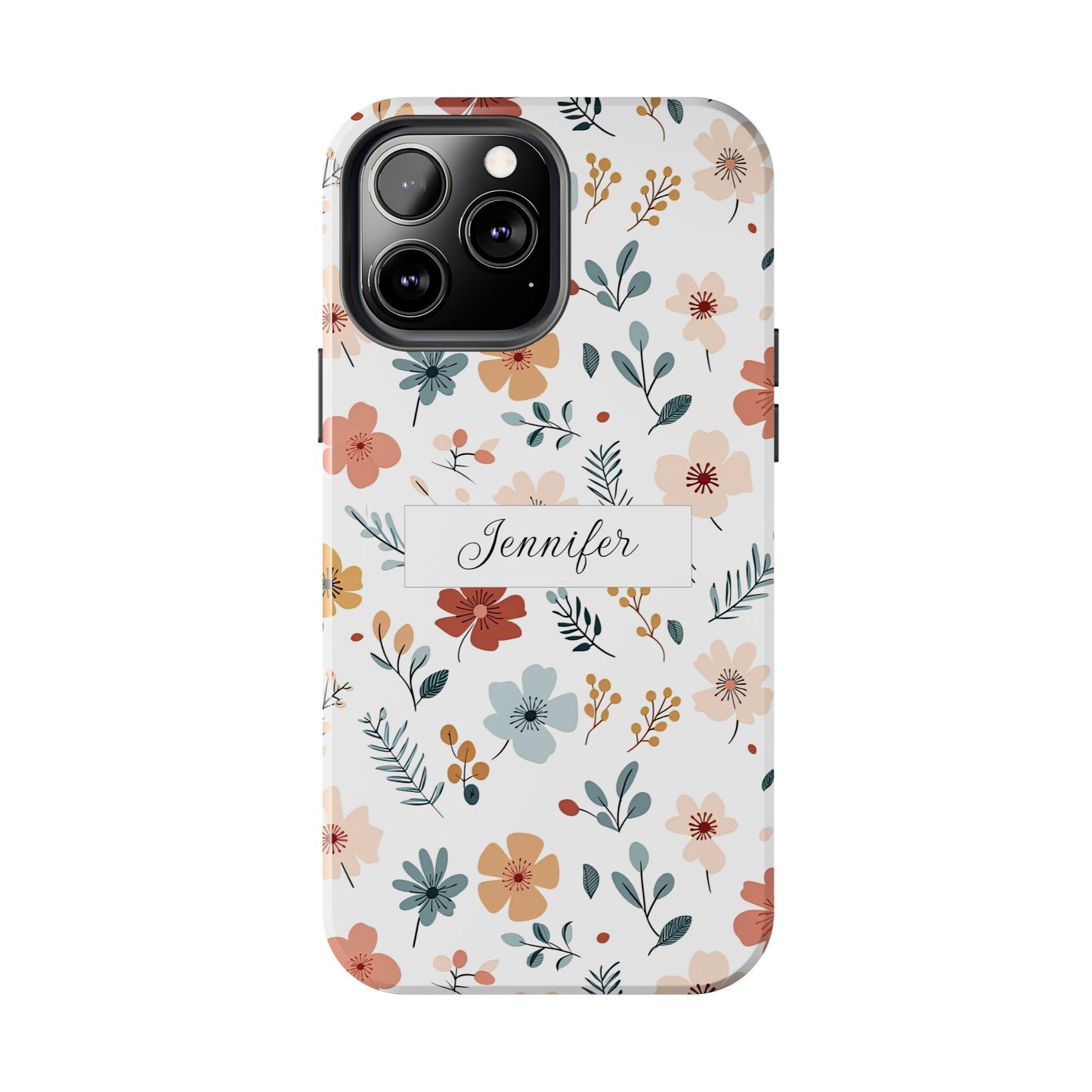 Personalized name phone case with wildflowers