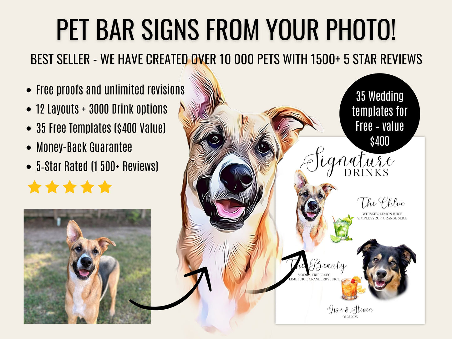 Custom Pet Signature Drink Sign