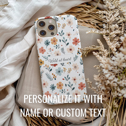 Personalized name phone case with wildflowers
