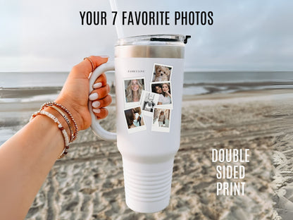 Tumbler with photos, 40oz - Perfect Gift for Coffee Lovers, Brunch, Beach and Workout.