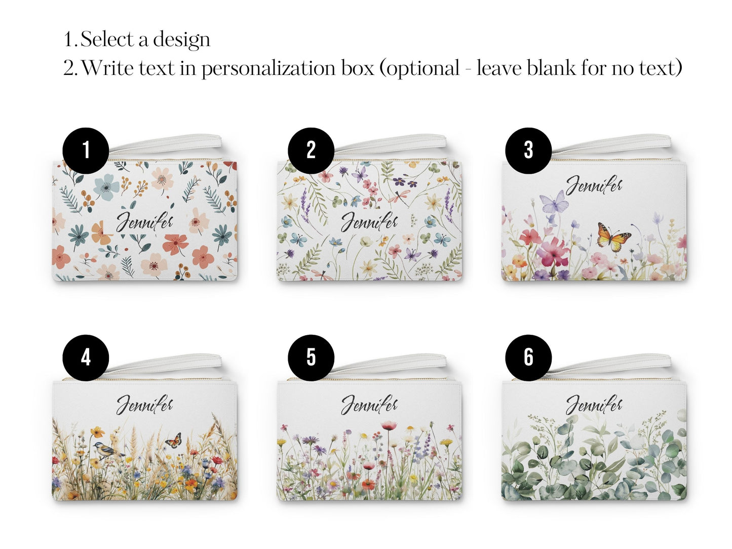 Wildflower Personalized Clutch Bag