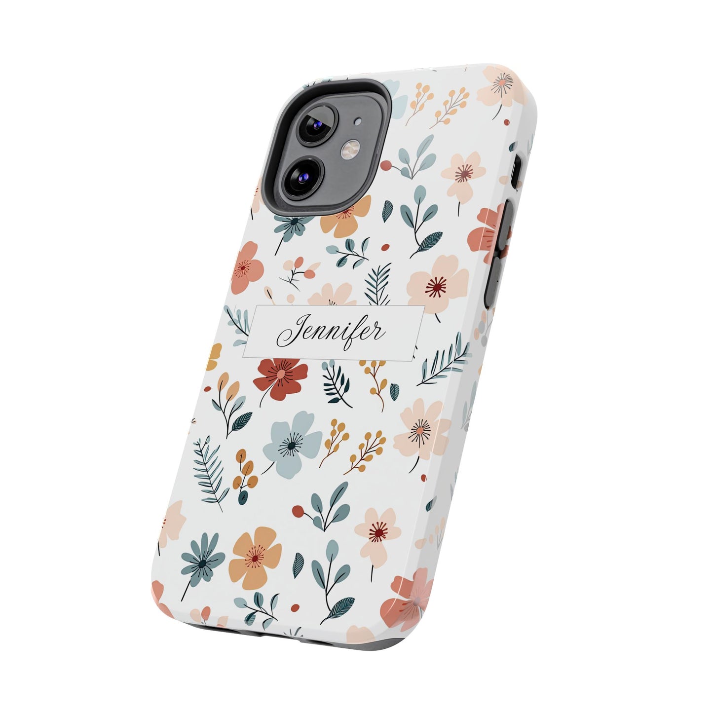 Personalized name phone case with wildflowers