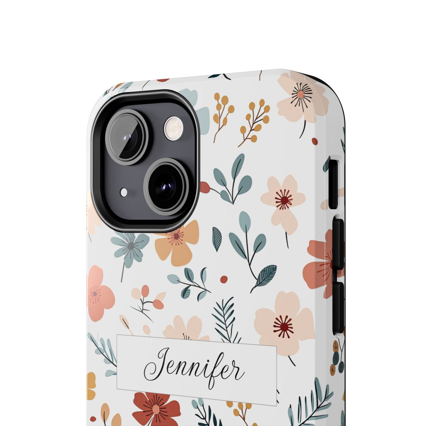 Personalized name phone case with wildflowers
