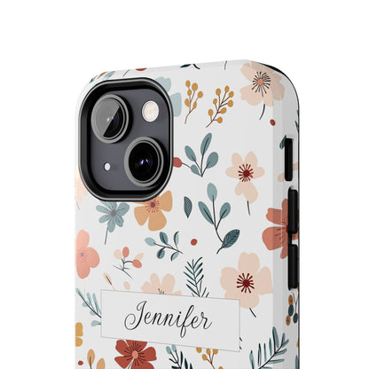 Personalized name phone case with wildflowers