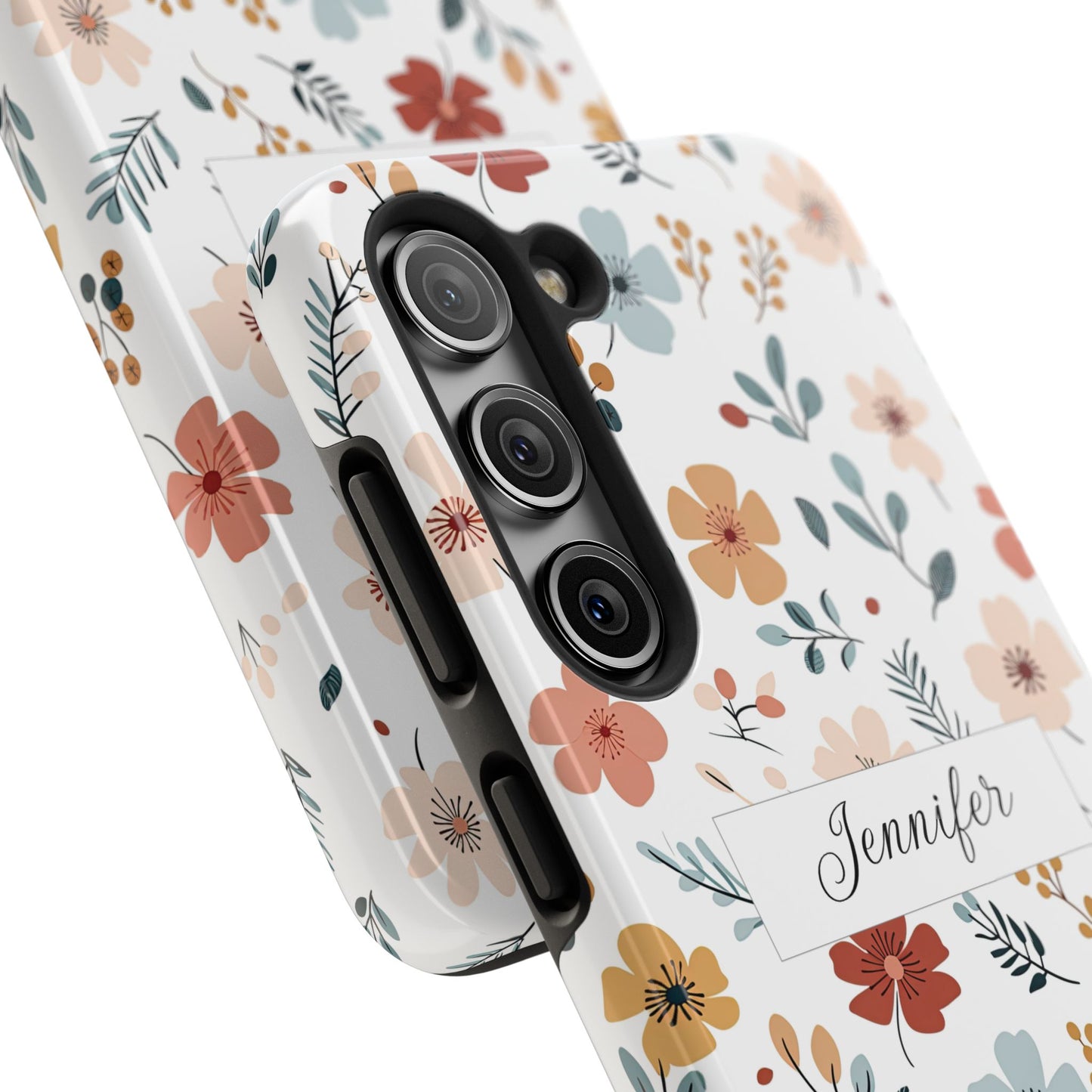 Personalized name phone case with wildflowers