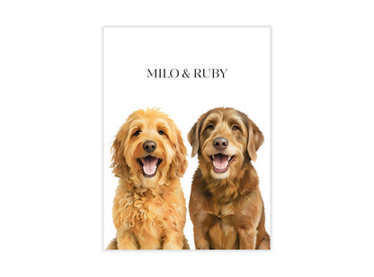 Watercolor & Illustrated Pet Portrait from Photo