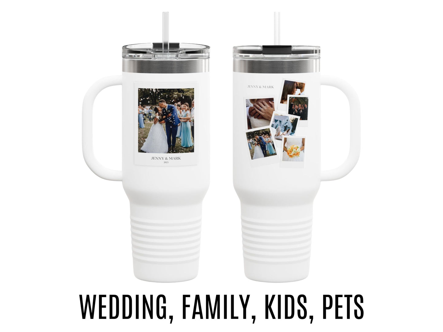 Tumbler with photos, 40oz - Perfect Gift for Coffee Lovers, Brunch, Beach and Workout.