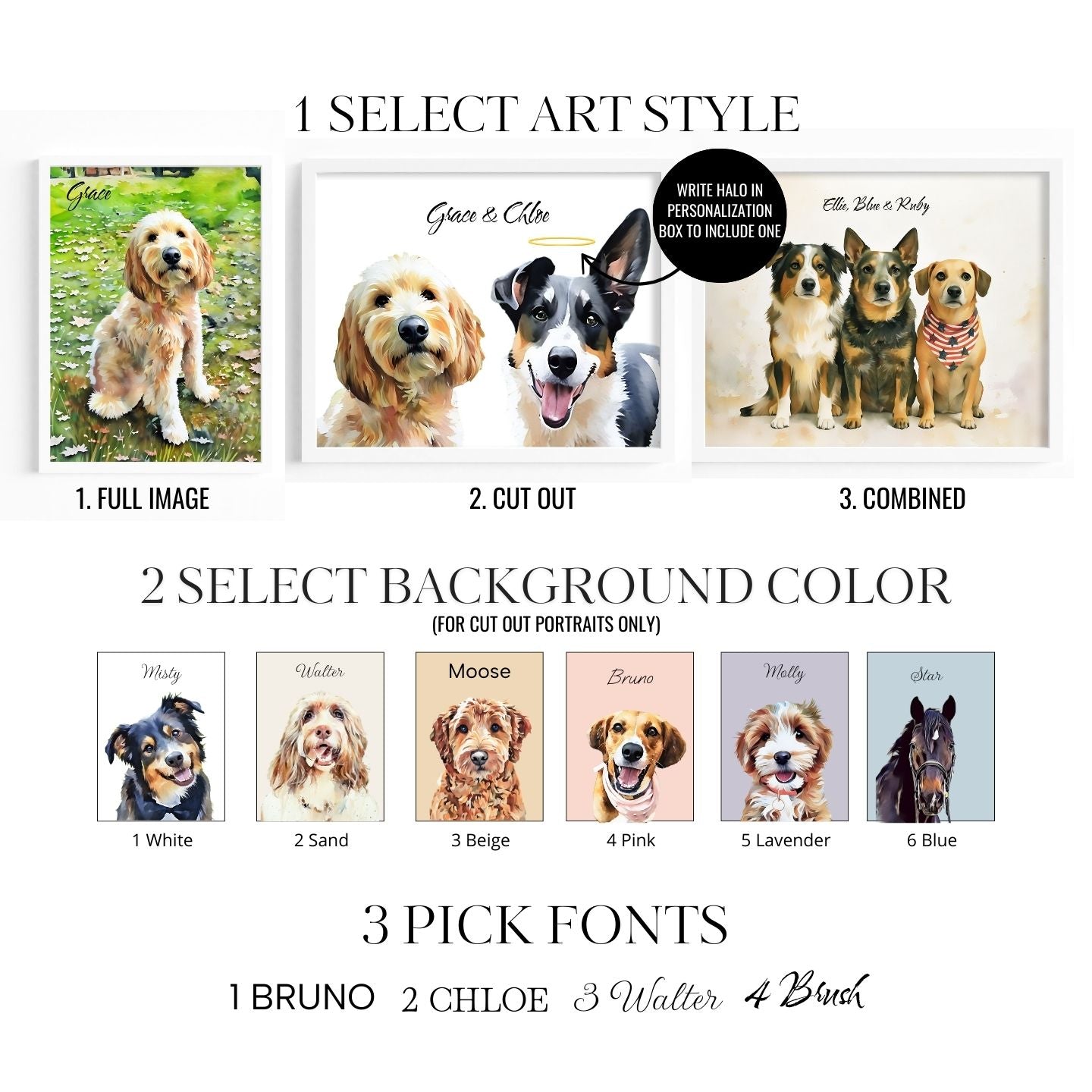 Watercolor & Illustrated Pet Portrait from Photo