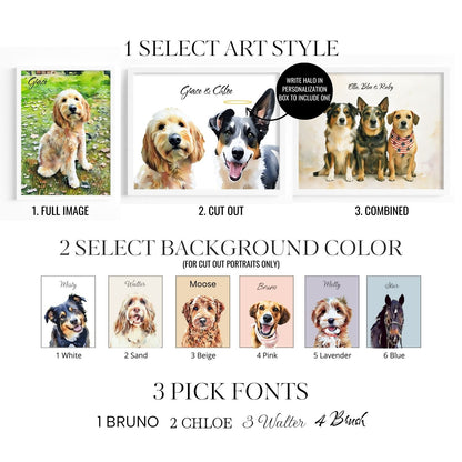 Watercolor & Illustrated Pet Portrait from Photo