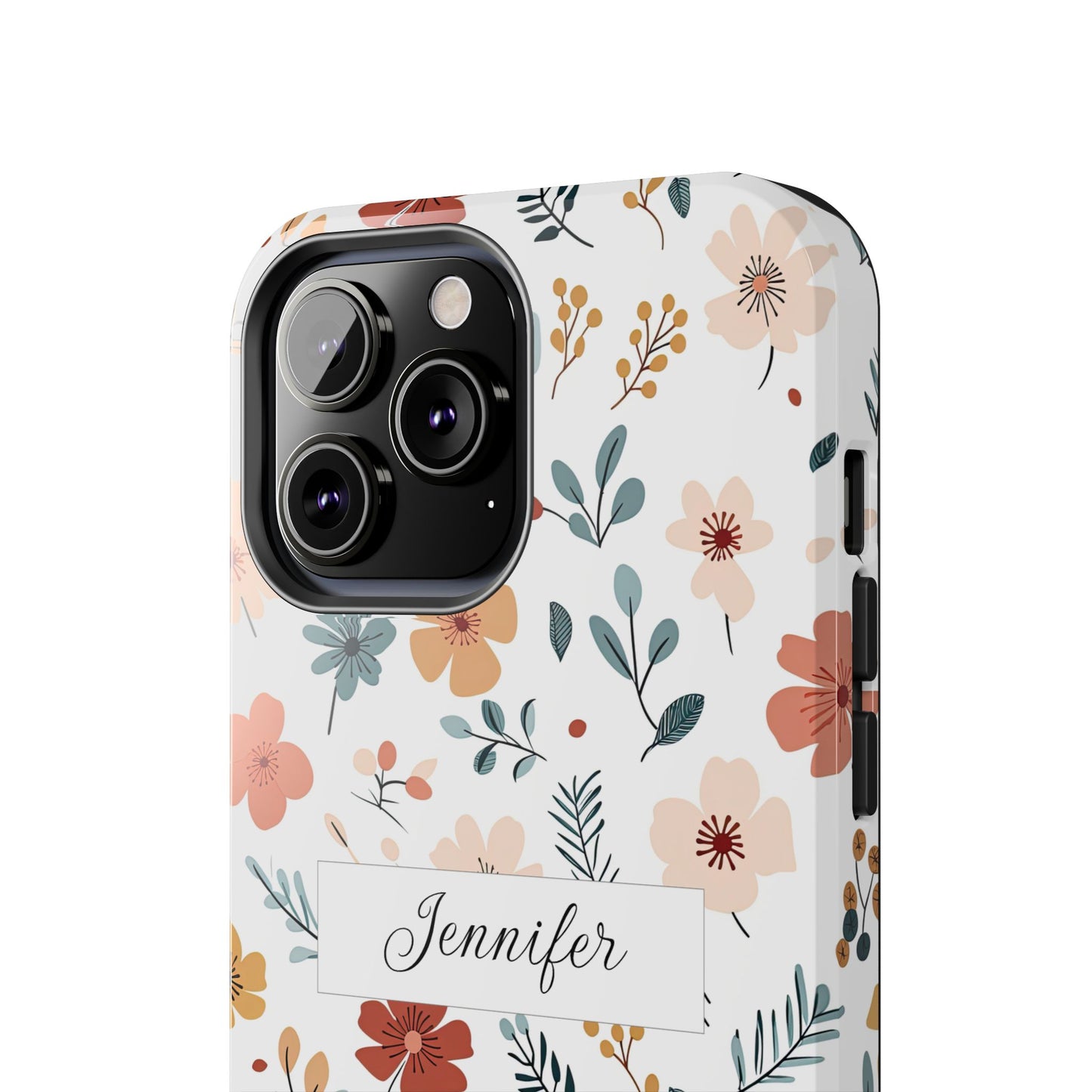 Personalized name phone case with wildflowers