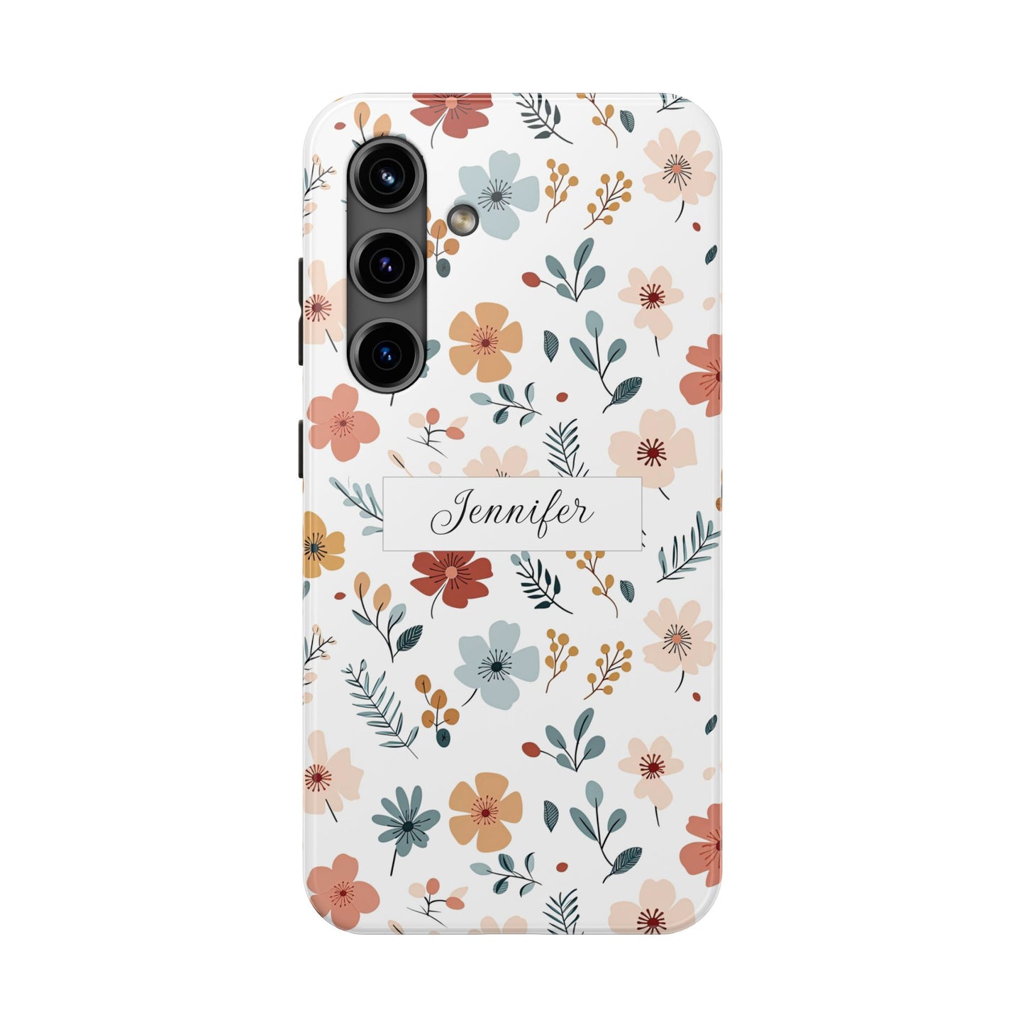 Personalized name phone case with wildflowers