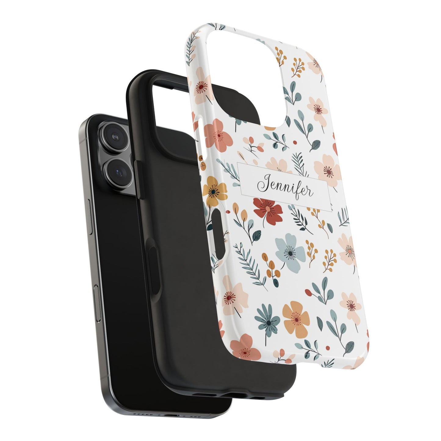 Personalized name phone case with wildflowers