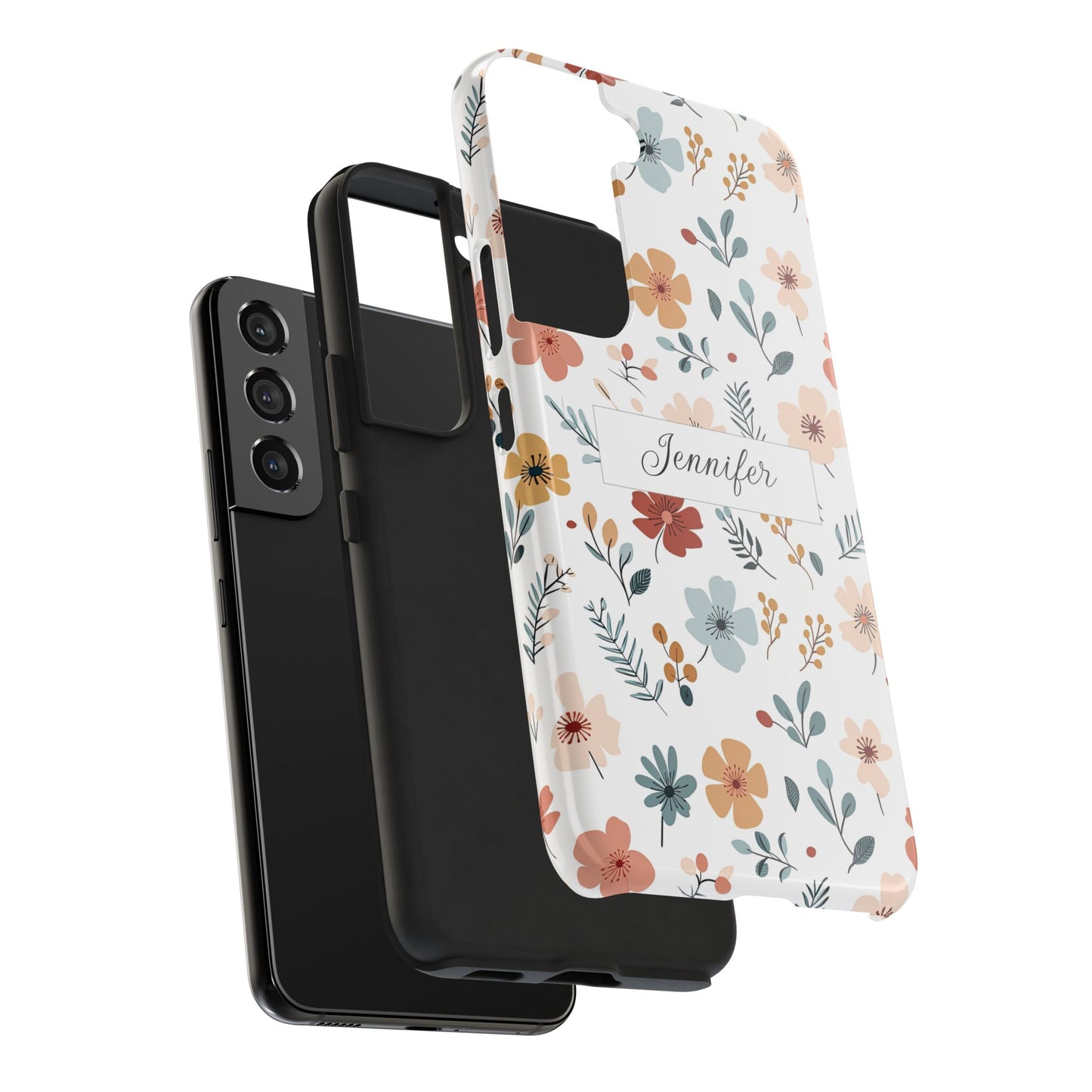Personalized name phone case with wildflowers