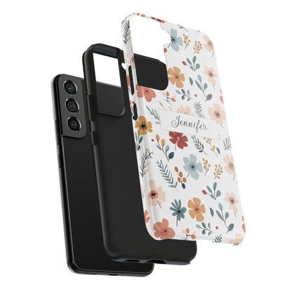 Personalized name phone case with wildflowers